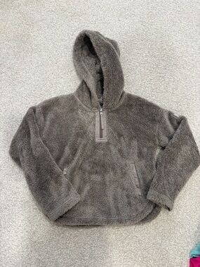 abercrombie kids Plush Sherpa Hooded Half-Zip Pullover - Brown